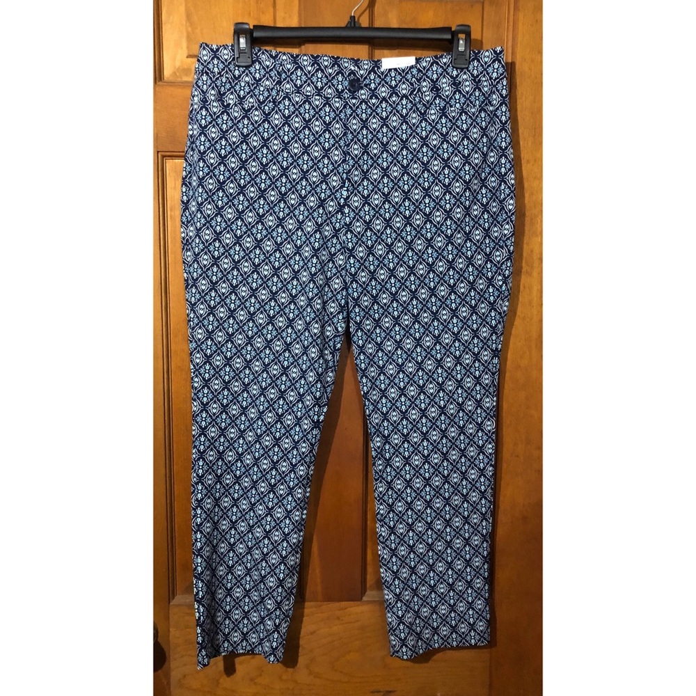 American Navy Print Mid-Rise Ankle Pants